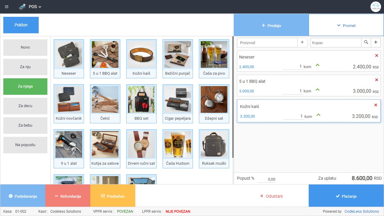 Bizzi Click POS-Naša fiskalna kasa donosi jedinstveno iskustvo organizacije i preglednosti vaših proizvoda na ekranu koristeći drag&amp;drop tehniku.&nbsp;