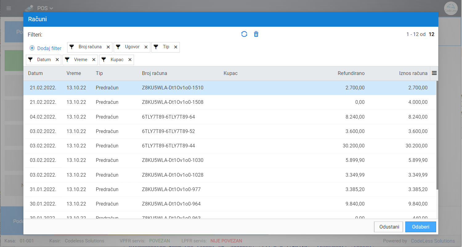 Bizzi Click POS-​Izdavanje fiskalnog računa od predračuna vrši se automatski na Klik.&nbsp;