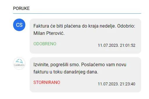 Bizzi Fakture-Šaljite i primajte poruke od klijenata kao da koristite Viber ili Skype.
